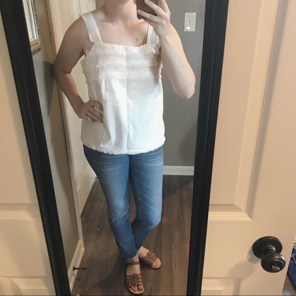 LOFT linen fringe tank white size small - Picture 4 of 4